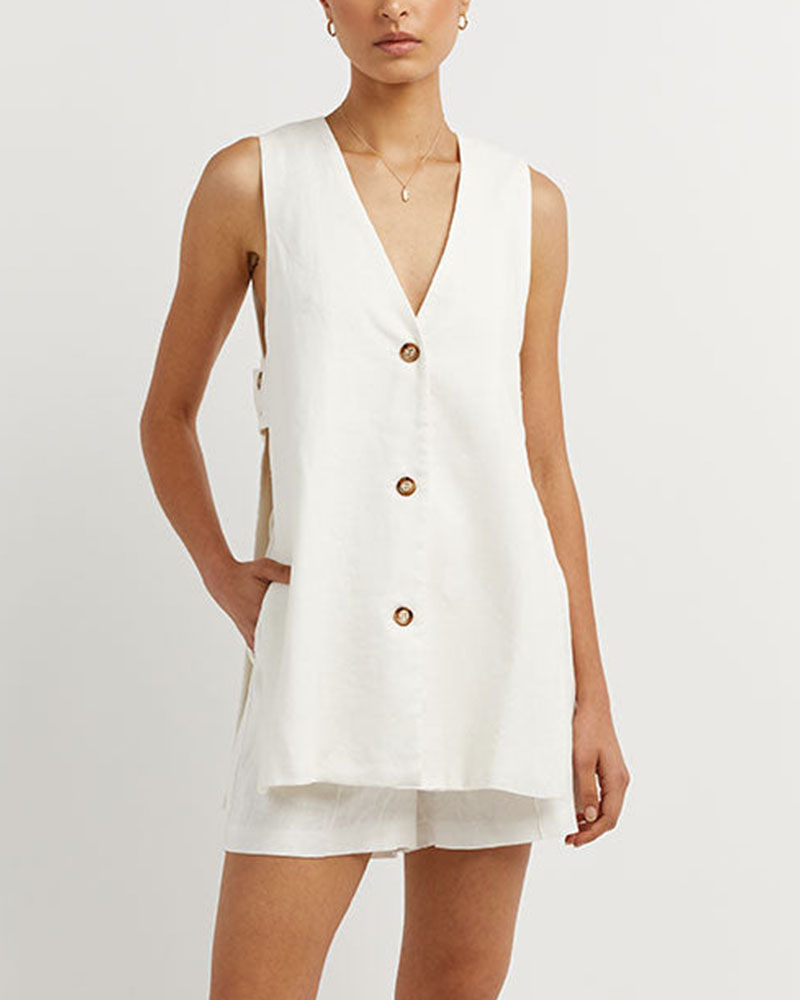 Damen Zomerset mit ärmellosem Gilet und Hochbundshorts – Sylvie