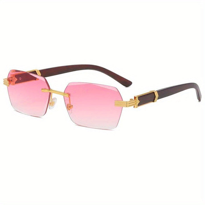 Randlose Sonnenbrille mit Rechteckigen Gläsern und Kunstholz-Bügel – Verro