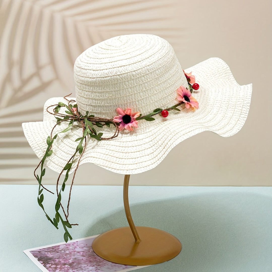 Damen Sommer Strohhut mit Blumen- und Fruchtdetails – Solène