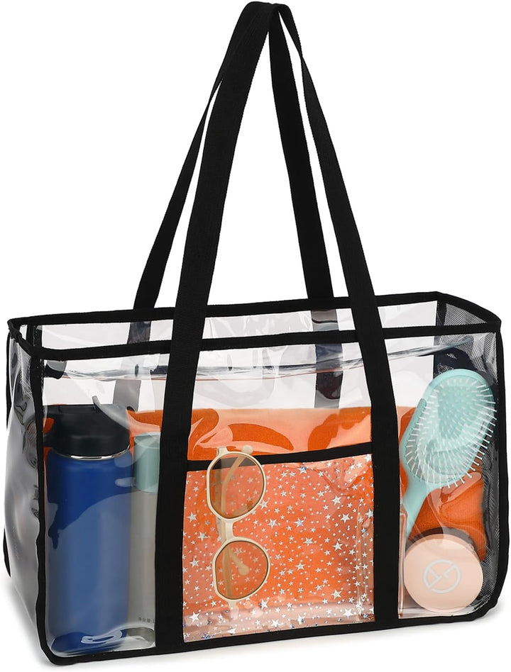Kaufe 1, Erhalte 1 GRATIS – Extra Große Durchsichtige Mesh-Strandtasche mit 8 Taschen – ClearWave