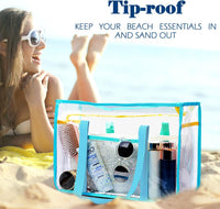 Kaufe 1, Erhalte 1 GRATIS – Extra Große Durchsichtige Mesh-Strandtasche mit 8 Taschen – ClearWave