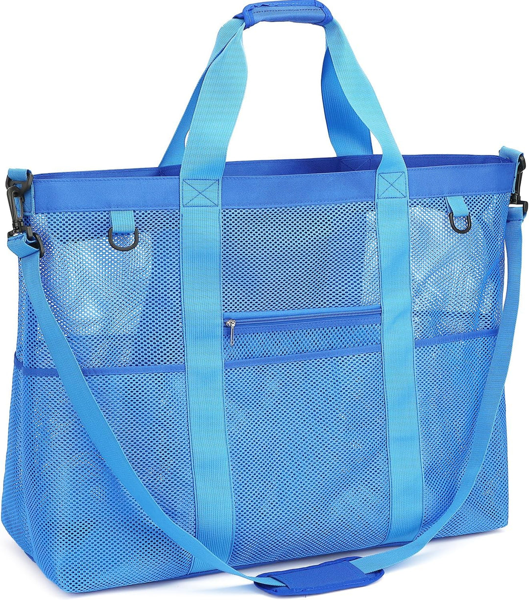 Kaufe 1, Erhalte 1 GRATIS – Extra Große Durchsichtige Mesh-Strandtasche mit 8 Taschen – ClearWave