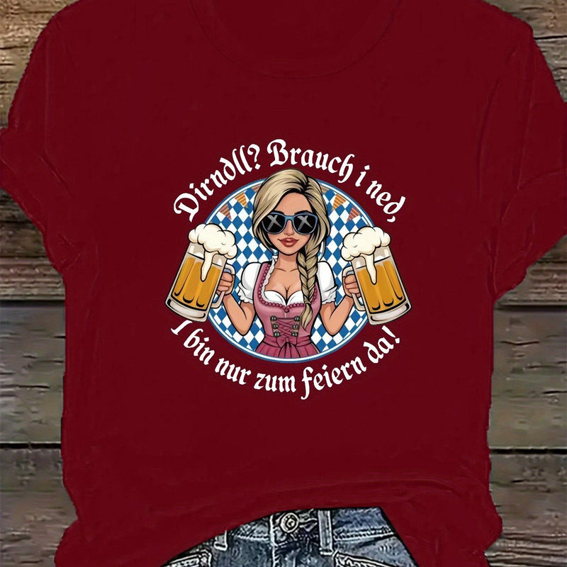 Damen Plus Size Kurzarm T-Shirt – Liesl Oktoberfest 2025