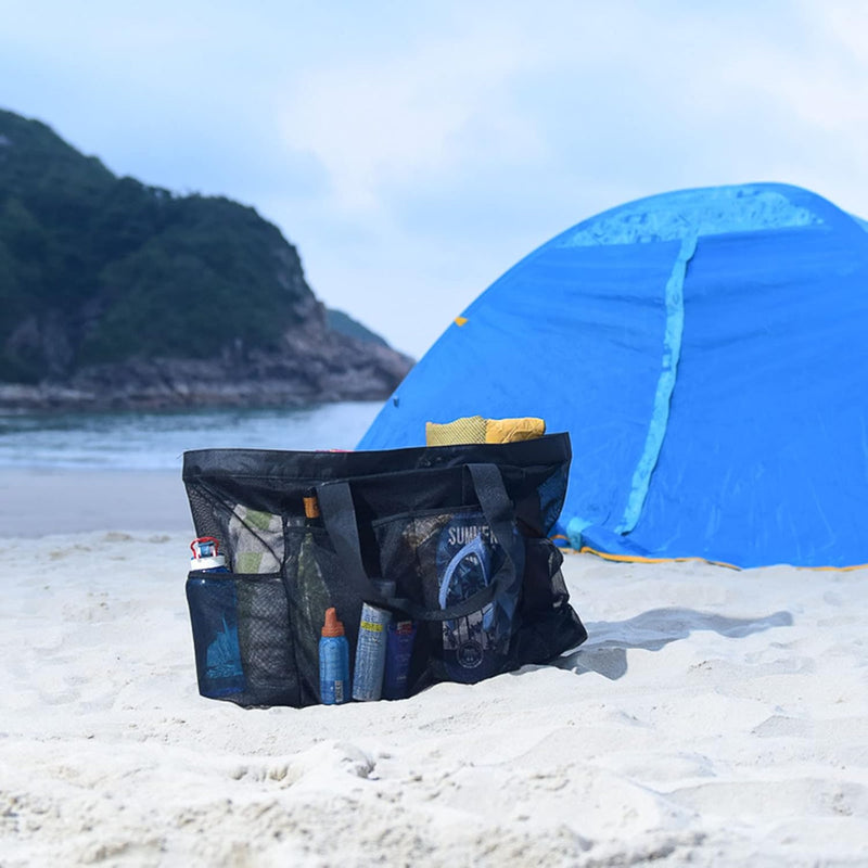 Extra-große Mesh-Strandtasche mit Reißverschluss – sandfreie Tasche