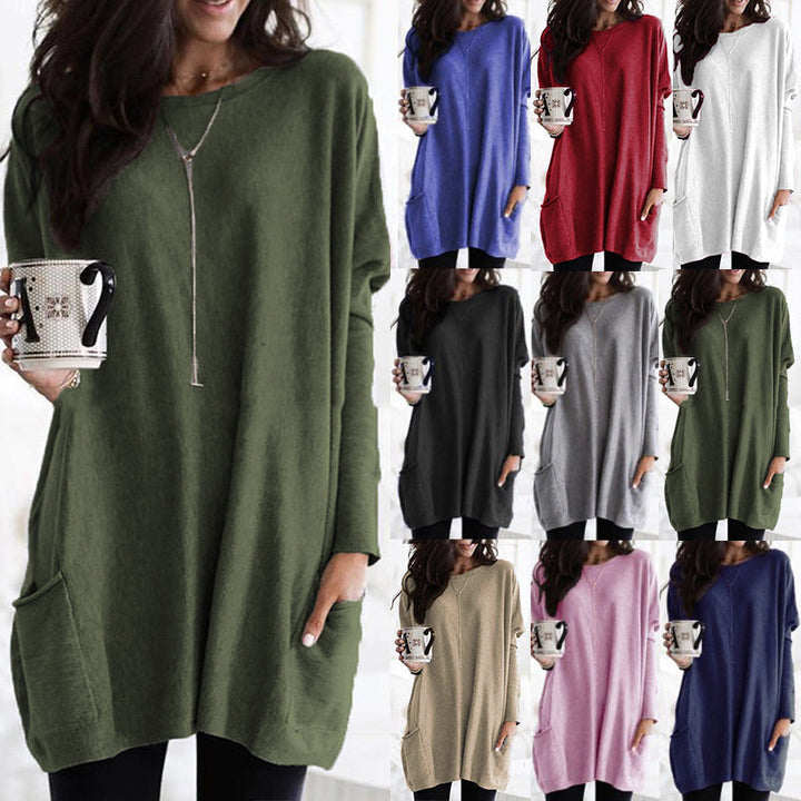 Oversized Damen Herbstpullover mit Taschen – Yara