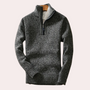 Grauer Herrenpullover mit Reißverschluss, Strick, warm, modisch, Winterkleidung.