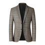 Grauer kariertes Herren-Sakko, Freizeitblazer, elegantes Design, hochwertige Mode.