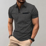 Graues Herren-Poloshirt, kurzärmelig, Baumwolle, klassischer Kragen, Freizeitmode.