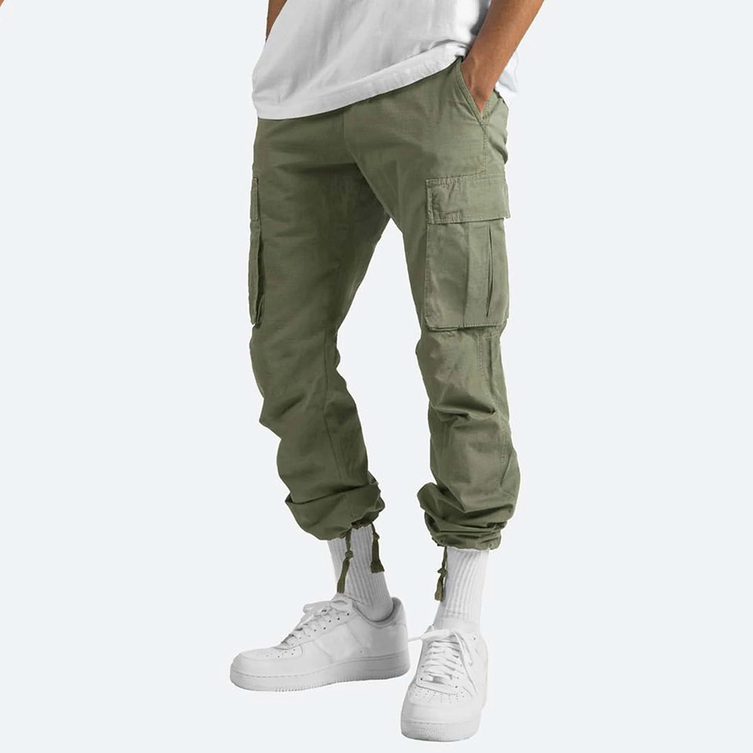 Grüne Cargo-Hose Herren, Baumwolle, Taschen, lässig, modisch, Streetwear, bequem.