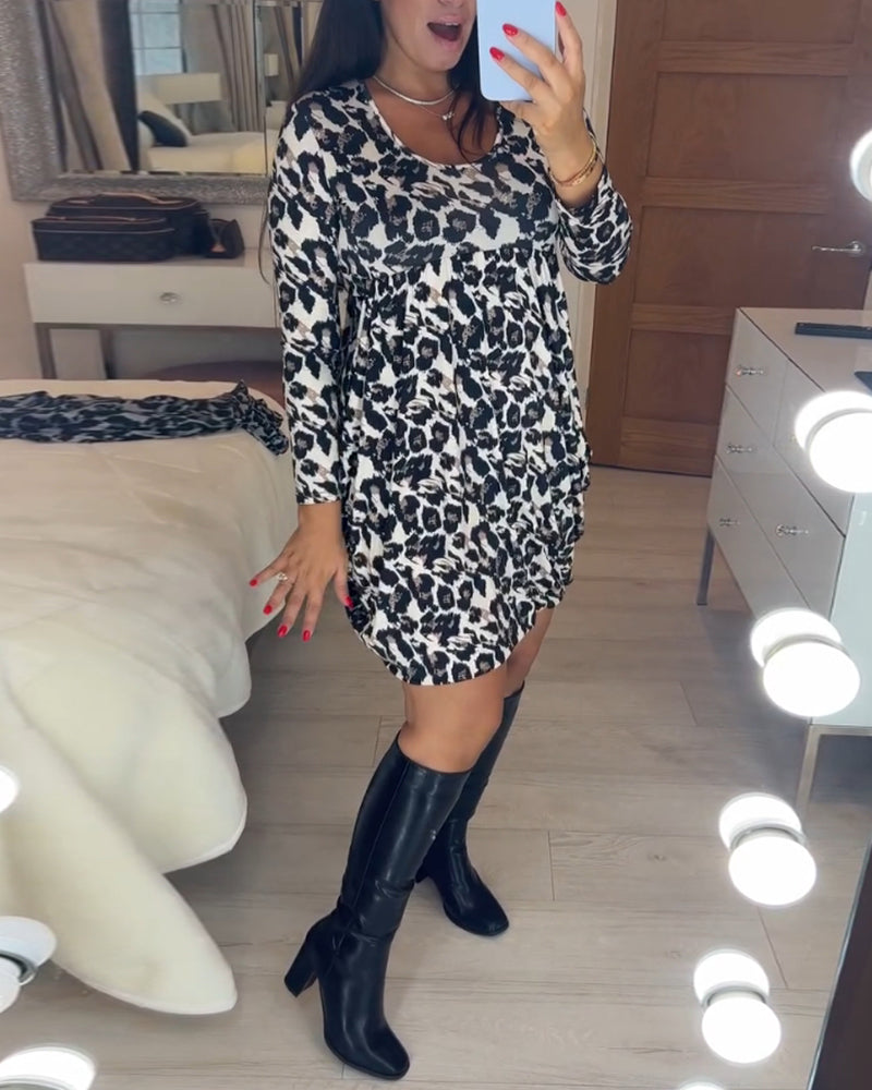Herbstkleid mit Leopardenmuster – Leona