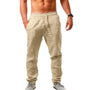 Herren Sommer Leinenhose beige, elastischer Bund, lässig, atmungsaktiv, ideal für Freizeit.