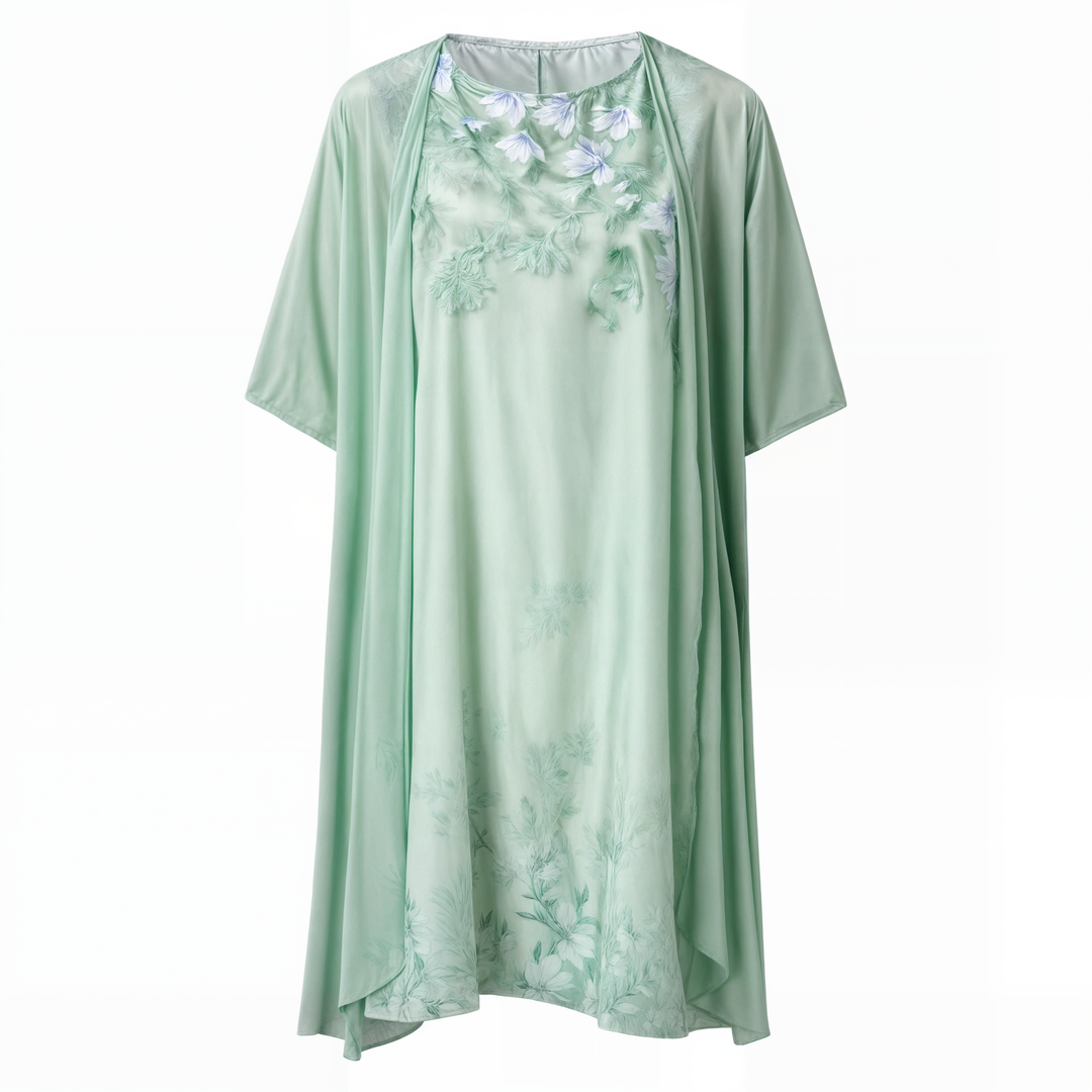 Stilvol Geblümtes A-Linien Kleid mit Weste für Damen – Miray