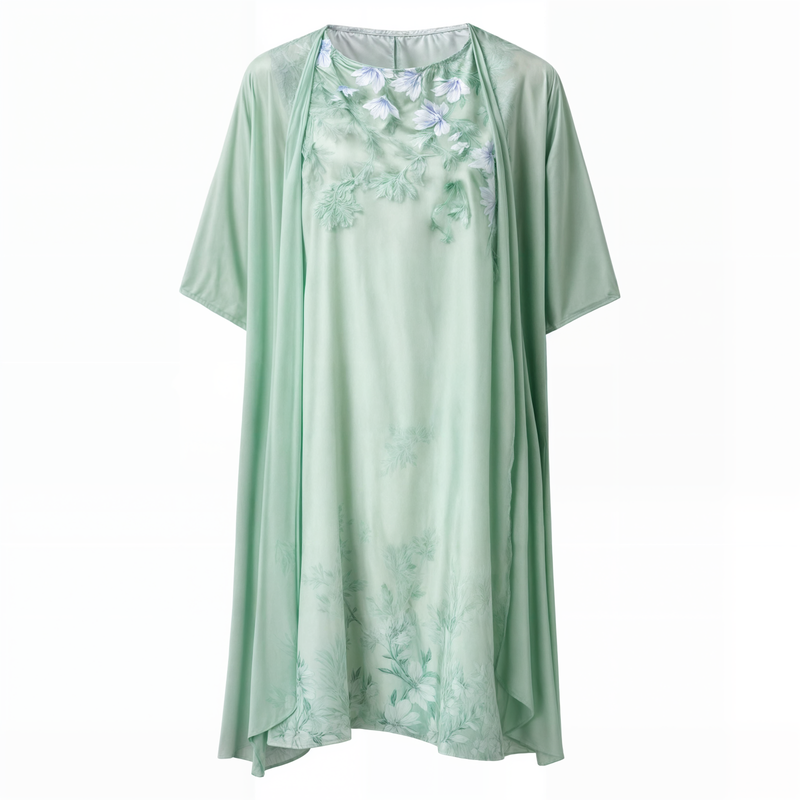 Stilvol Geblümtes A-Linien Kleid mit Weste für Damen – Miray