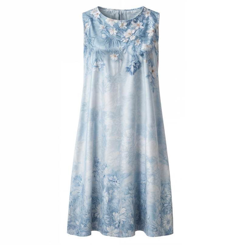 Stilvol Geblümtes A-Linien Kleid mit Weste für Damen – Miray