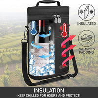 Isolierte 2-Flaschen-Weinkühltasche mit verstellbarem Gurt