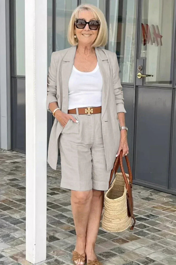 Trendy Damen Leinen Sommeranzug – Camille
