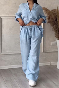 Zweiteiliges Leinen Damen Sommeroutfit – Alina