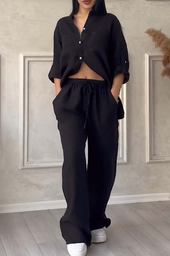 Zweiteiliges Leinen Damen Sommeroutfit – Alina