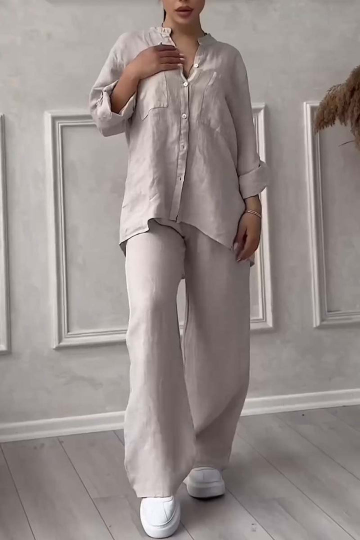Zweiteiliges Leinen Damen Sommeroutfit – Alina