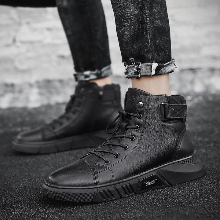 Schwarze Handgemachte Lederstiefel - NoirCraft