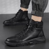 Schwarze Handgemachte Lederstiefel - NoirCraft
