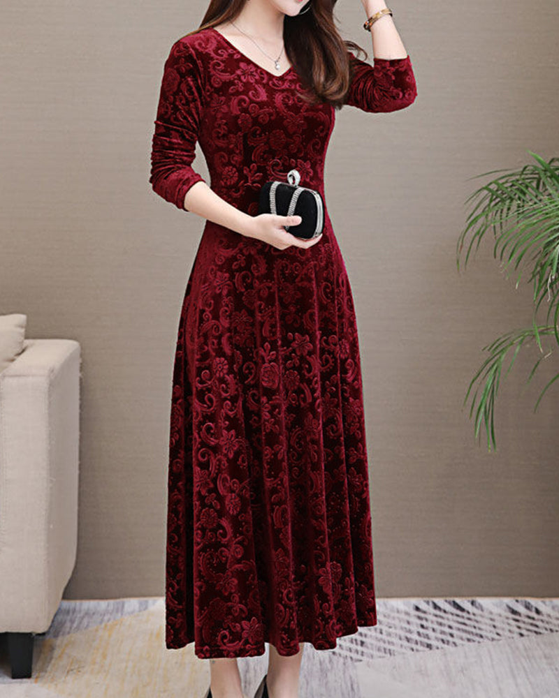 Midikleid mit A-Linie & V-Ausschnitt – Amara