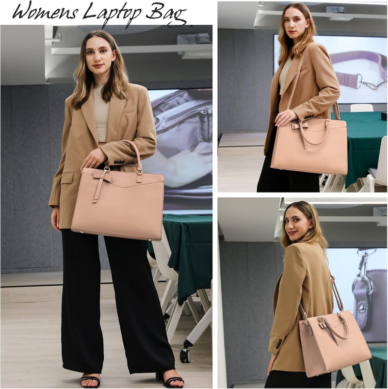 Wasserdichte Laptop-Tasche aus PU-Leder mit multifunktionalem Design für Damen