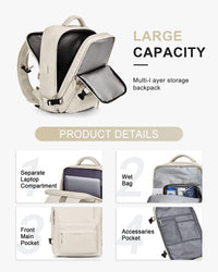 40L Wasserdichter Reiserucksack mit Schuhfach und USB-Anschluss – Geeignet für 14”-Laptops