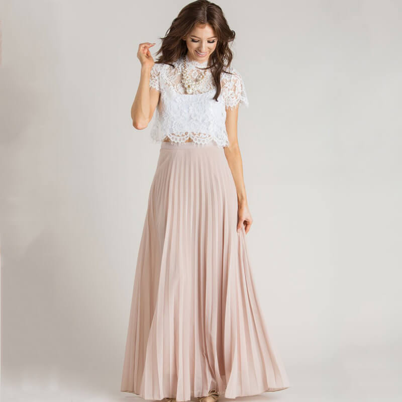 Trendy Plissierter Maxirock mit Hoher Taille – Mirella
