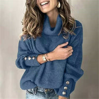 Damen Rollkragenpullover mit Knöpfen – Yara