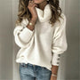Damen Rollkragenpullover mit Knöpfen – Yara