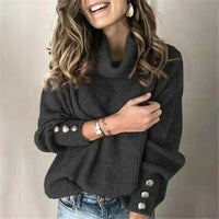 Damen Rollkragenpullover mit Knöpfen – Yara