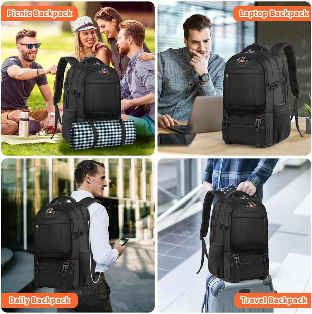 Extra-großer Lunch- und Laptop-Reiserucksack mit USB-Ladeanschluss