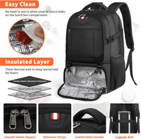 Extra-großer Lunch- und Laptop-Reiserucksack mit USB-Ladeanschluss