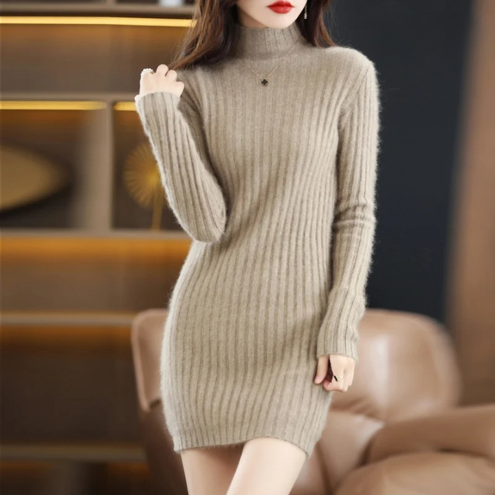 Strickkleid Herbst mit Kragen – Noëlle