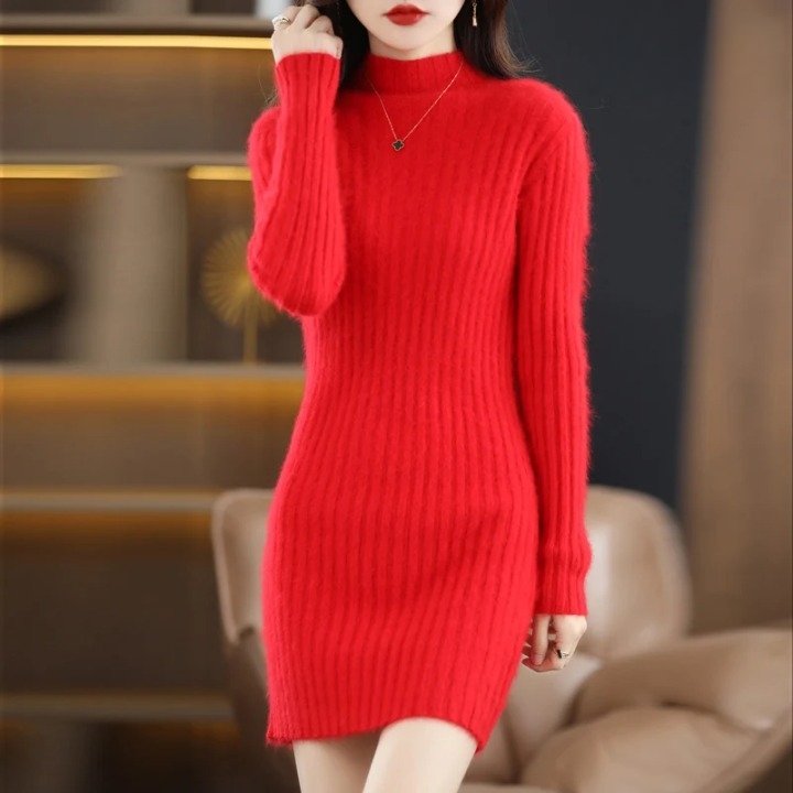 Strickkleid Herbst mit Kragen – Noëlle