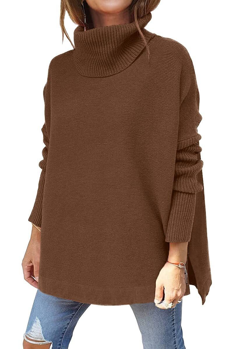 Warme locker sitzende Damenpullover mit Rollkragen - Amara