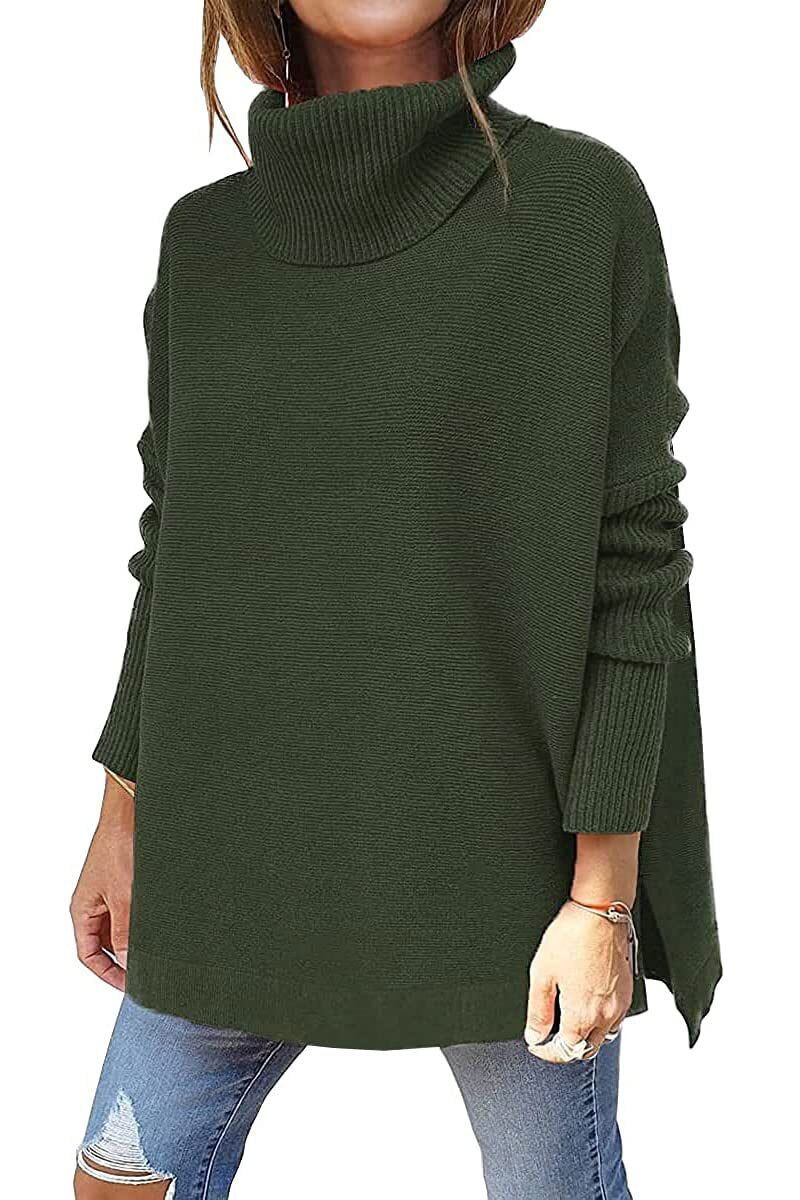 Warme locker sitzende Damenpullover mit Rollkragen - Amara