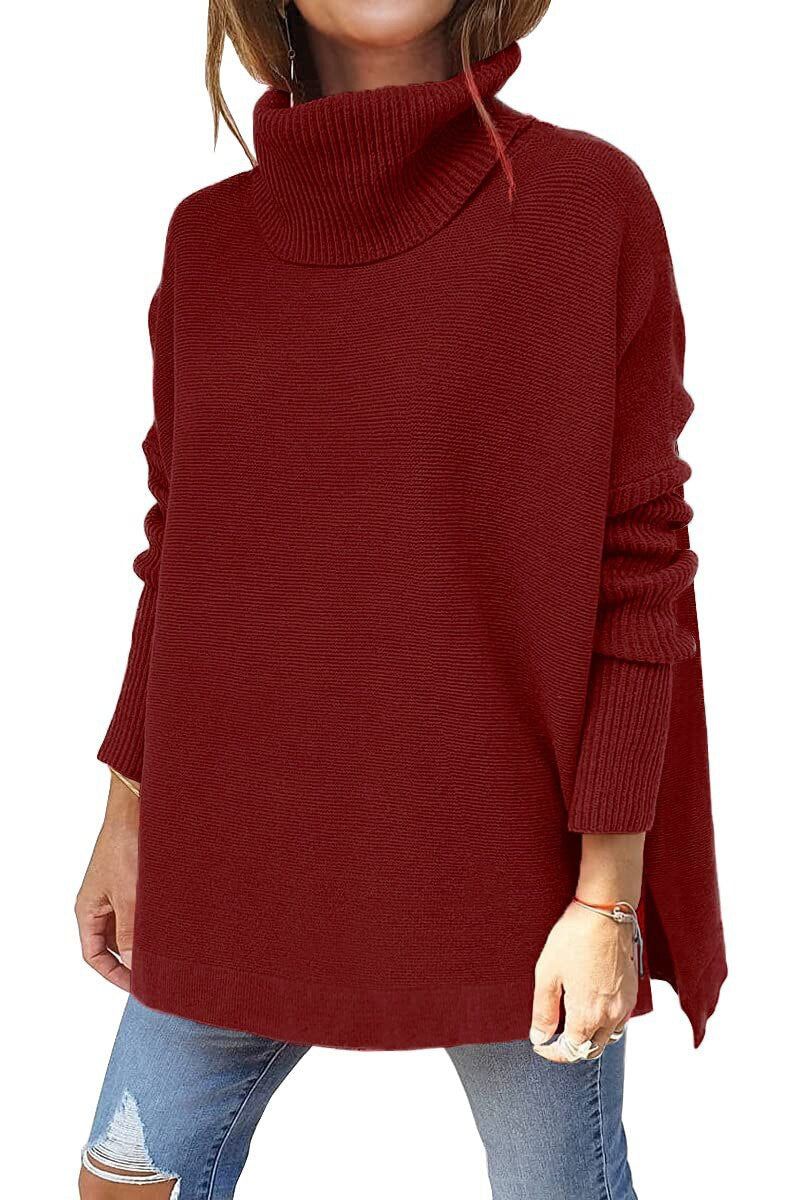 Warme locker sitzende Damenpullover mit Rollkragen - Amara