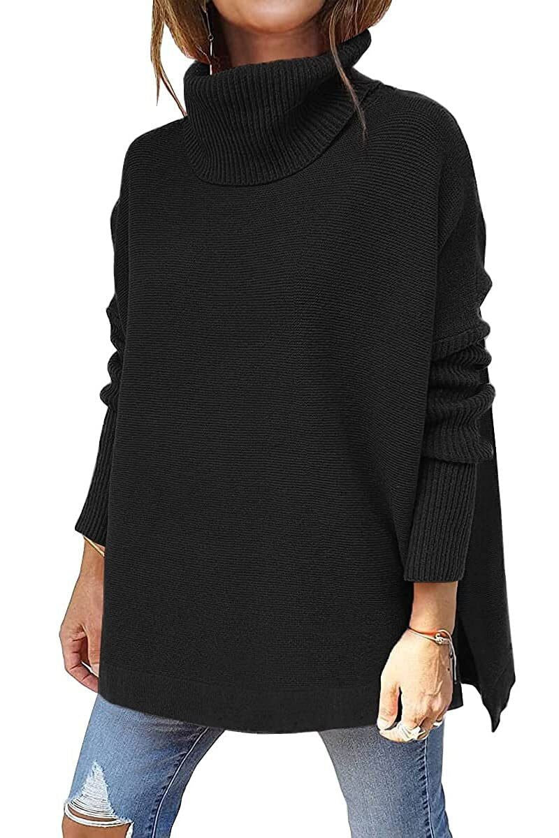 Warme locker sitzende Damenpullover mit Rollkragen - Amara