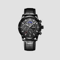 Klassische Herrenarmbanduhr mit Quarzwerk & Lederarmband – Davion