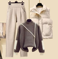 3-Teiliges Damen Herbstset Hose, Weste und Pullover – Amira Herbstzauber Edition