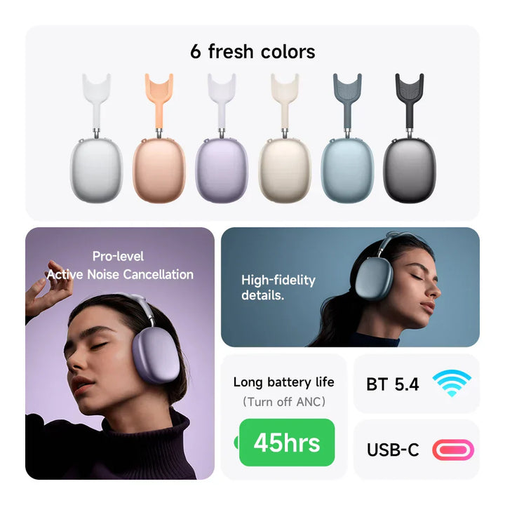 Over-Ear Wireless Headphones with ANC & Long Battery Life – W65 Plus-Gold-State of Style