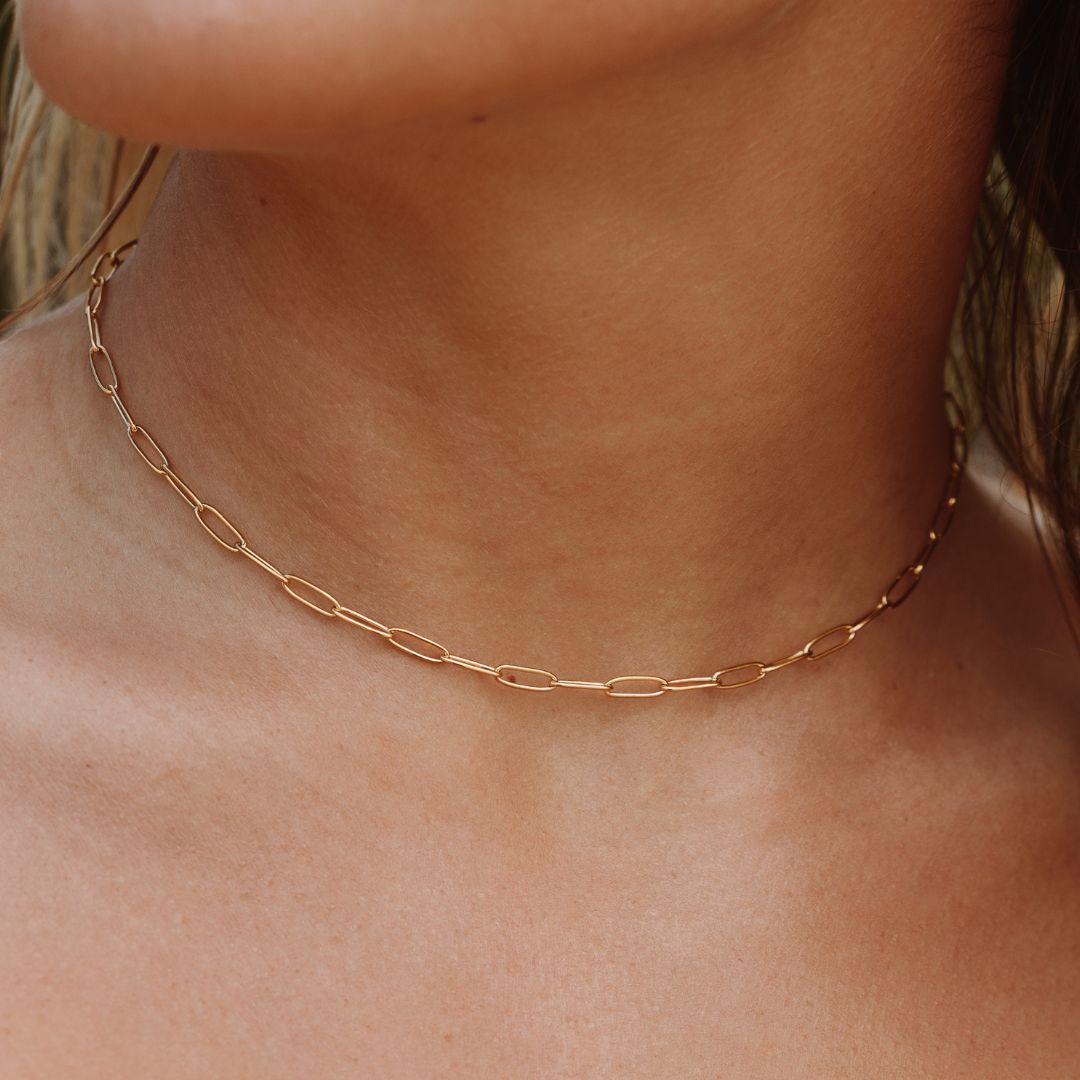 Paperclip Choker Necklace - Lina-Gold-Nora Luxe