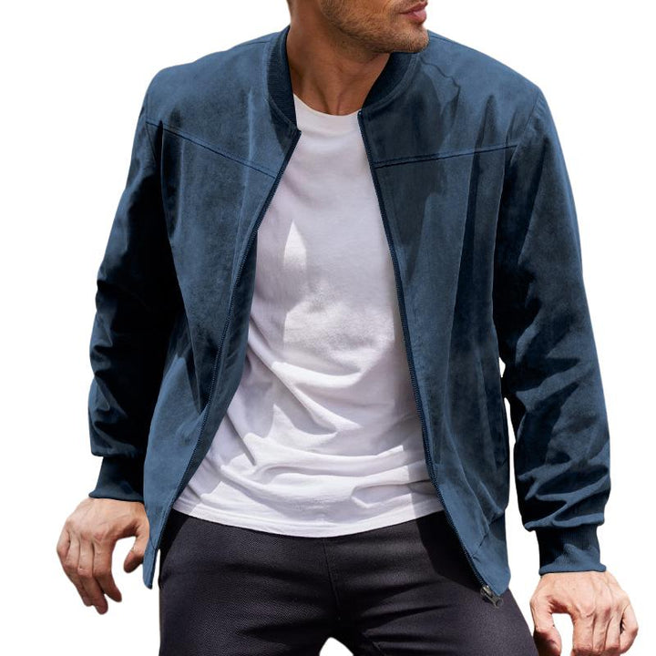 Leichte Herren Übergangsjacke im Wildleder-Look mit Stehkragen – Damian