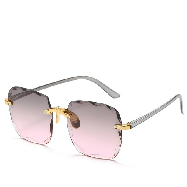 Trendige Randlose Sonnenbrille mit UV400-Schutz in Vintage-Optik – Clea