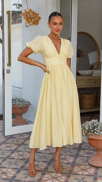 Boho-Maxikleid mit V-Ausschnitt und Knopfleiste – Yara