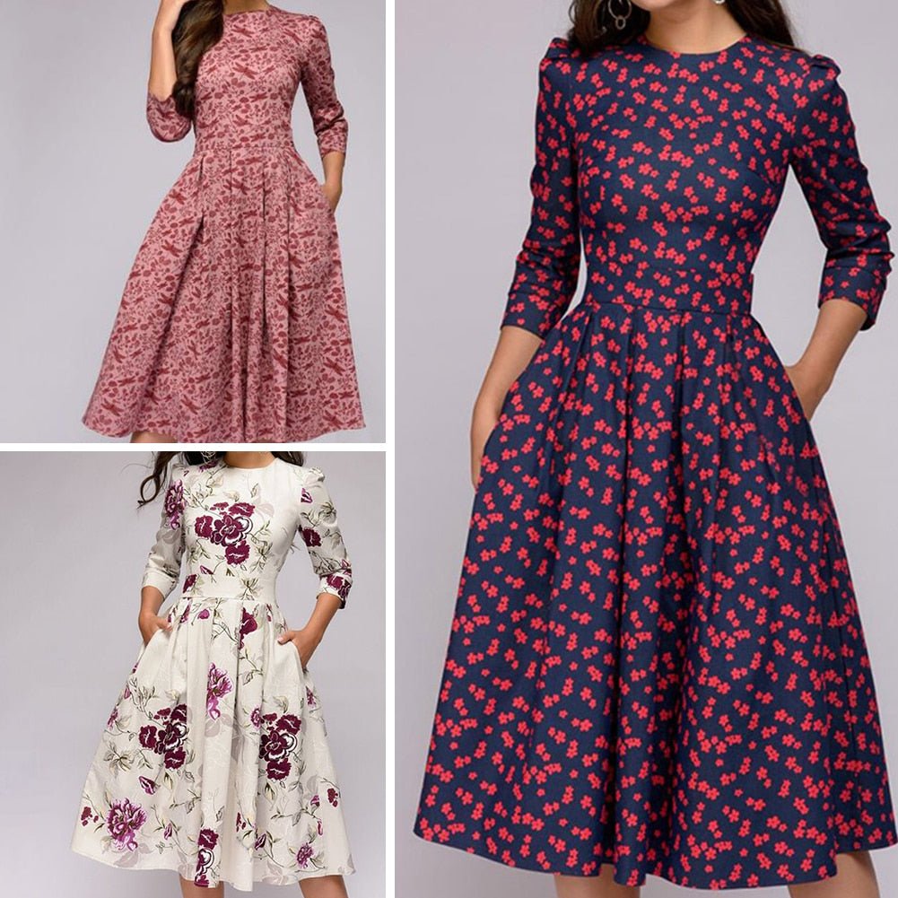 Retro Kleid mit Blumenmuster – Florina