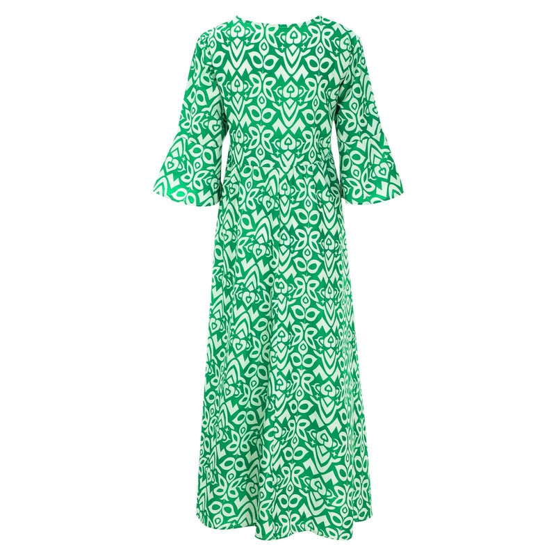 Lange Blumenkleid mit V-Ausschnitt – Liora