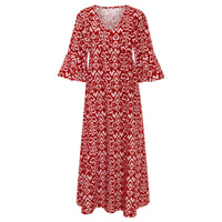 Lange Blumenkleid mit V-Ausschnitt – Liora